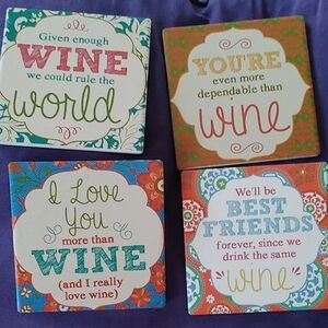 Colorful Wine-Themed Coasters Set